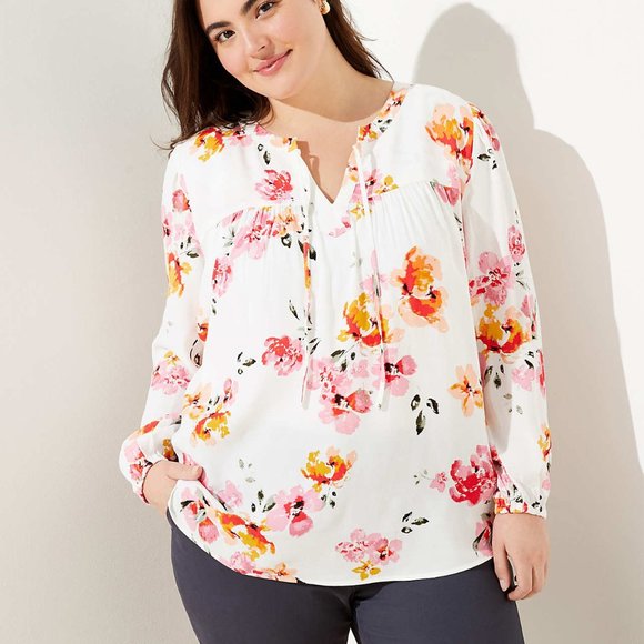 LOFT Tops - LOFT | Plus Blossom Shirred Blouse